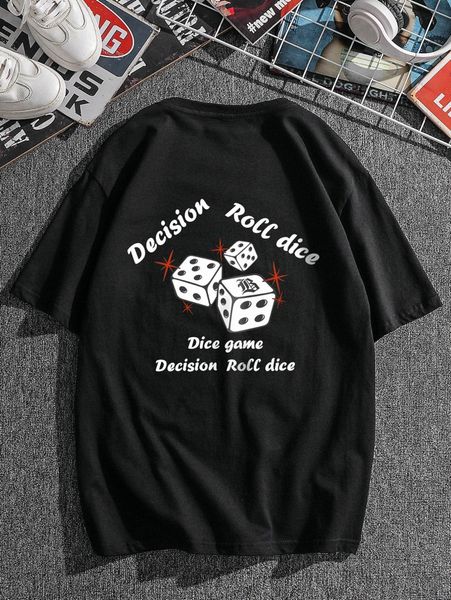 

men dice & letter graphic tee w70t#, White;black