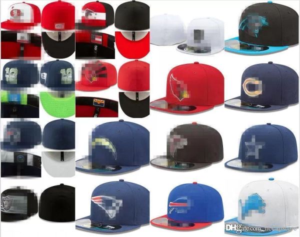 

wholesale men's sport all team football fitted caps flat brim on field full closed design size 7- size 8 fitted baseball h, Blue;gray