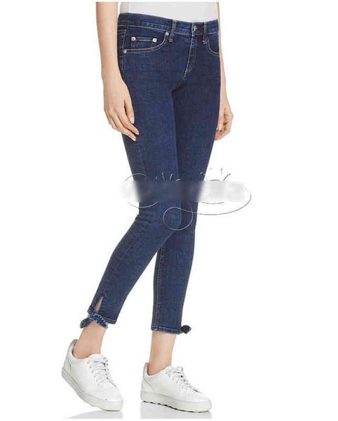 

women's jeans american rb bow jeans slim legs leggy black and blue 2 colors