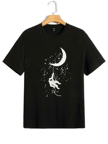 

men galaxy & figure graphic tee u0jk#, White;black