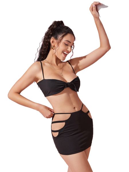 

x athena babasidis knot front cami & cut out bodycon skirt j7um#, White