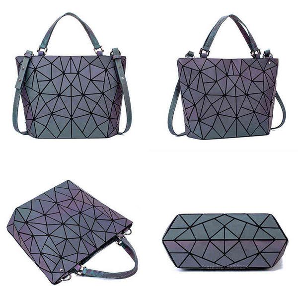

evening bags luminous bao big bag holographic reflective geometric for women quilted shoulder female handbags bolsa feminina 220630