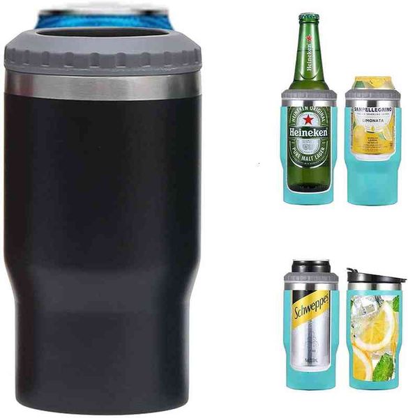 

4 in 1 14oz coffee cups tumbler 304 stainless steel 12oz slim cold beer bottle can cooler holder double wall vacuum insulated drink mug cans