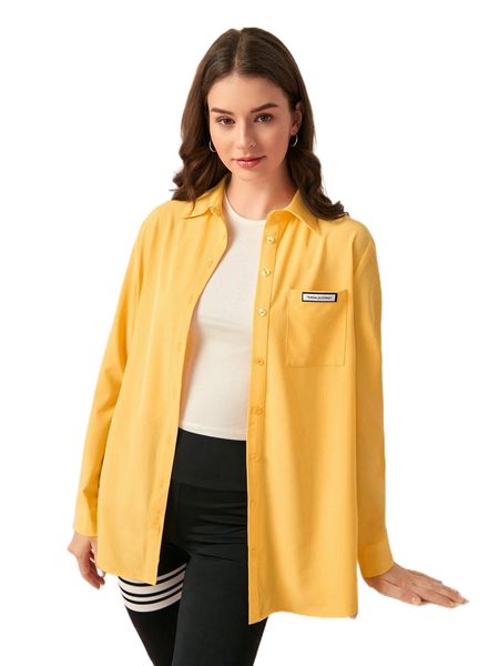 

patched detail pocket front shirt d5k2#, White