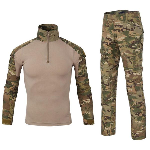 Мужские спортивные костюмы армия военный униформ тактический камуфляжный костюм мужчина боевые рубашки с длинным рукавом.