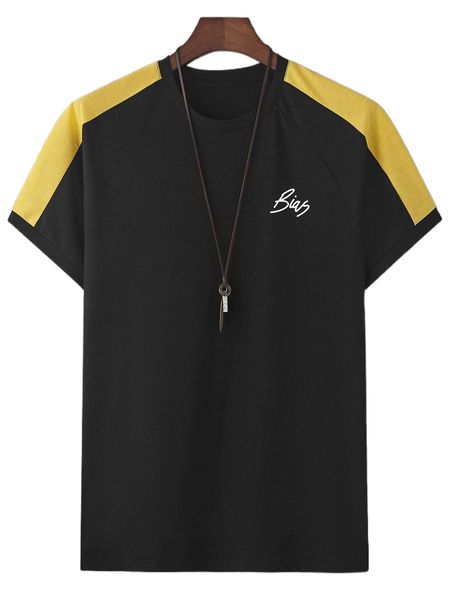 

men letter graphic colorblock raglan sleeve tee y2do#, White;black