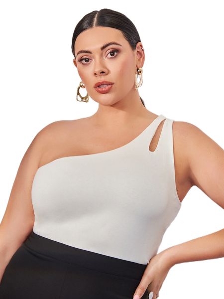 

plus one shoulder cut out l3gu#, Black