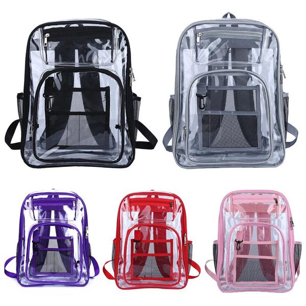 Backpack PVC Clear for Boys Girls School Mesh Teen Student Bags Bags de grande capacidade de volta para transparentes backpackbackpack
