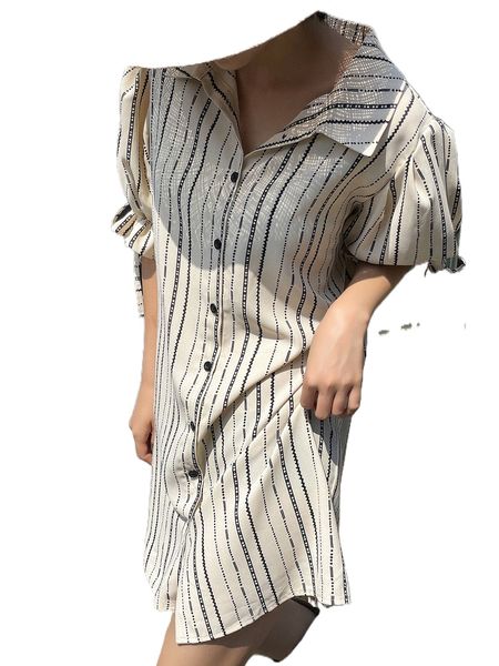 

dazy striped tie flounce sleeve shirt dress g5ln#, Black;gray