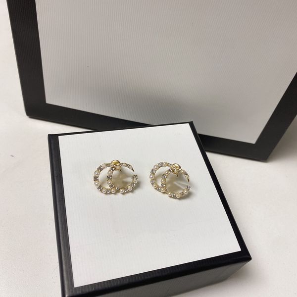 

designer new fashion letter stud earrings female designer pearl earrings female g women's first choice new boutique accessories gifts f, Golden