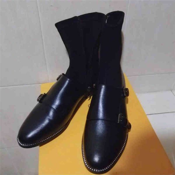 

boots black round headed women's leather boots winter warm shoes large size 412 selling in