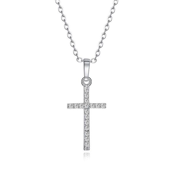 Collane con ciondolo Alla moda Semplice Oro Argento Cristallo Gesù Croce Collana Uomo Donna Coppia Retro Gioielli personalizzati Gif