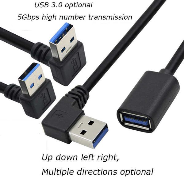 1 PZ 30 CENTIMETRI 90 Gradi USB 3.0/2.0 Maschio a Femmina Cavo Adattatore Angolo di Estensione Extender 5 Gbps Trasmissione Veloce Sinistra/destra/Su/Giù