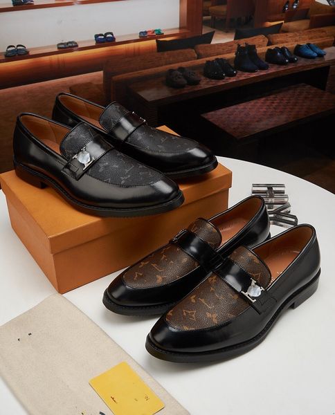 

designer retro brown monk strap shoes mens luxury original goodyear welted dress shoes british boss business casual flats wedding party 45, Black