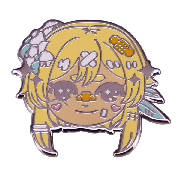 

genshin impact enamel pins brooch comic image badge, Blue