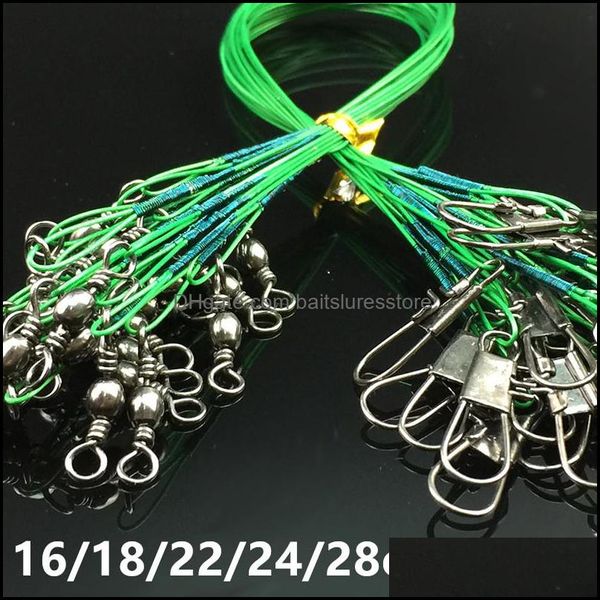 

fishing accessories sports outdoors 100pcs/lot 5 sizes mixed 16/18/22/24/28cm anti-bite steel wire lines stainless snaps swivels pesca tac