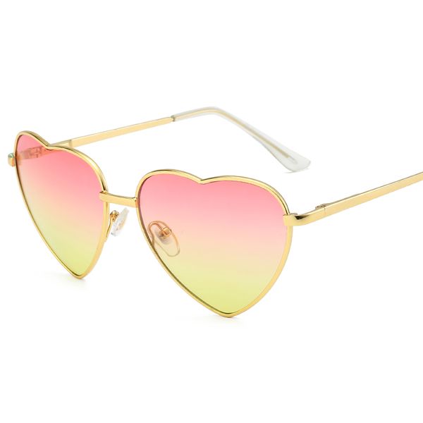 

classic woman heart shaped sunglasses clear lens colored red pink yellow tone metal sunglasses lunettes de soleil femme, White;black