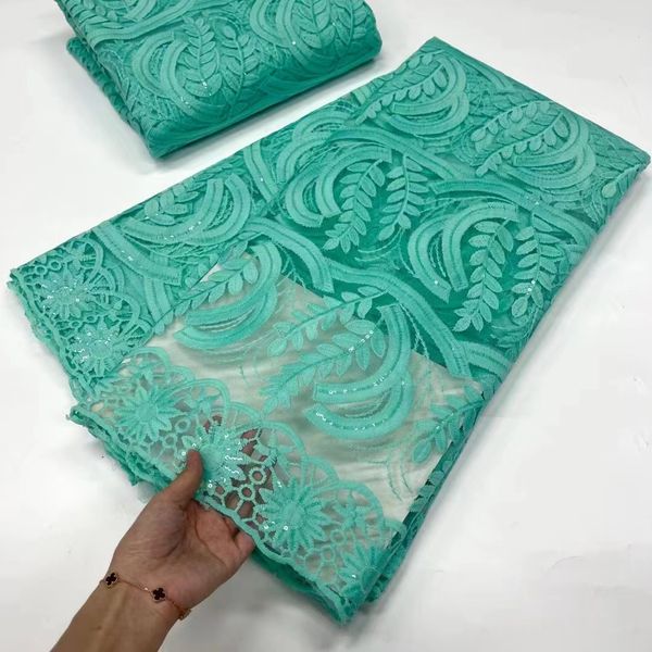 

2022 african fabric 5 yards high-quality french gauze fashion 3d lace wedding fabric sewing necessary y2277, Black;white