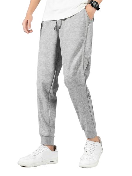 

men letter graphic drawstring waist sweatpants 60p8#, Black