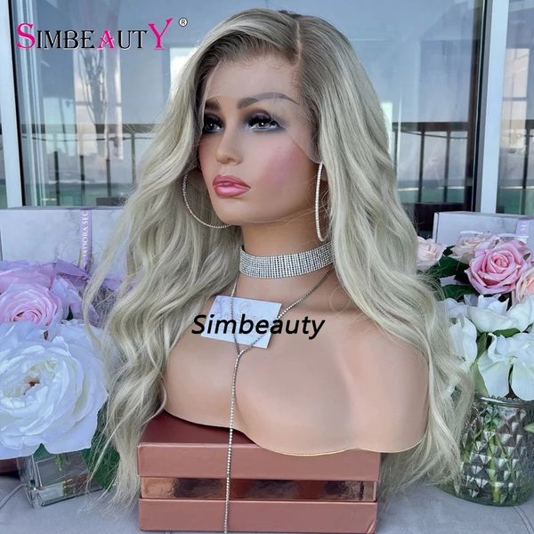 

brazilian 200density ombre creamy platinum blonde human hair wigs for black women 13x6 deep part lace front wigs natural hairs