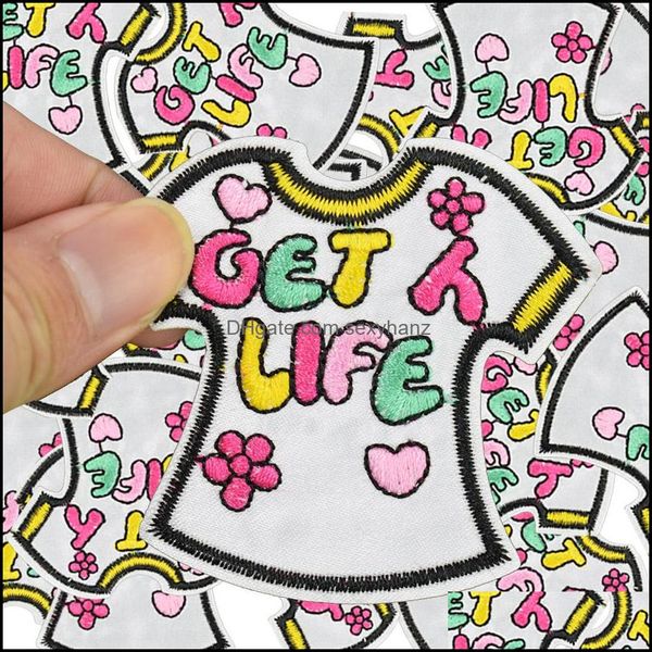 

sewing notions tools apparel diy t-shirtes for clothing iron embroidered applique ones accessories badge stickers on clothes drop delivery, Black