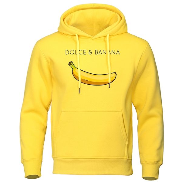 

dolce & banana printing mens sweatshirt fashion casual hoodies autumn loose pullover pocket fleece warm sportswear male 220728, Black