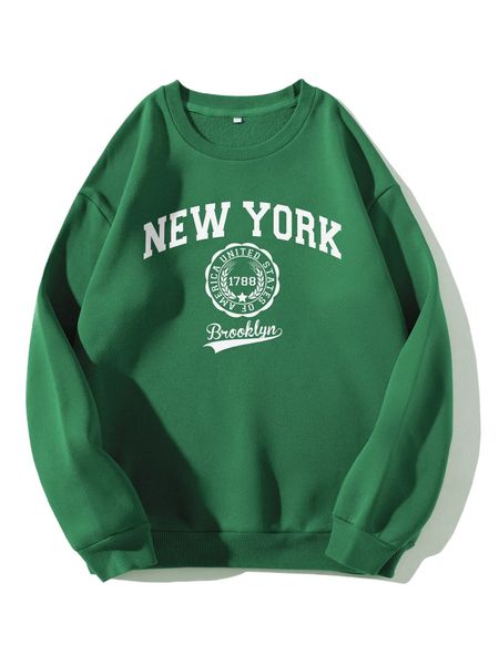 

letter graphic drop shoulder thermal sweatshirt z3sq#, Black