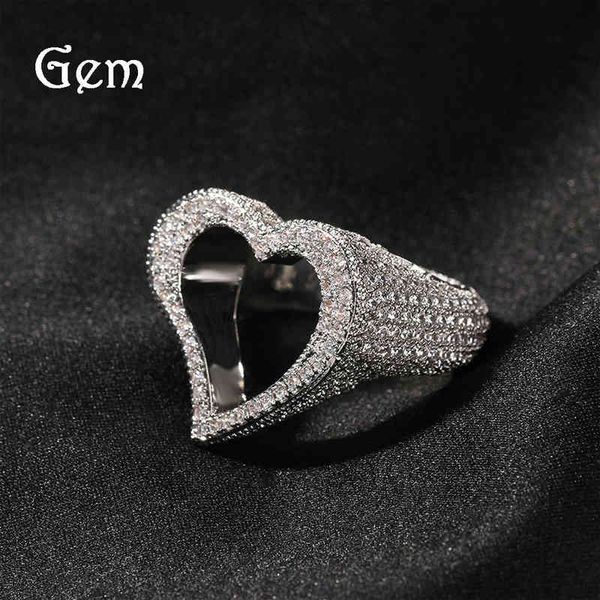 

band rings hollow out love zircon personalized ins net red fashion, Silver