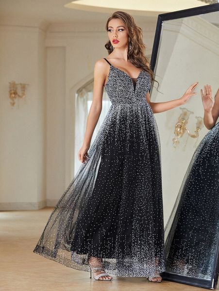 

all over print mesh overlay prom dress l169#, Black;gray