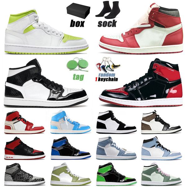 

jumpman 1 1s designer basketball shoes for mens womens chicago reimagined high white lime denim mid carbon fiber dutch green sneakers size 1