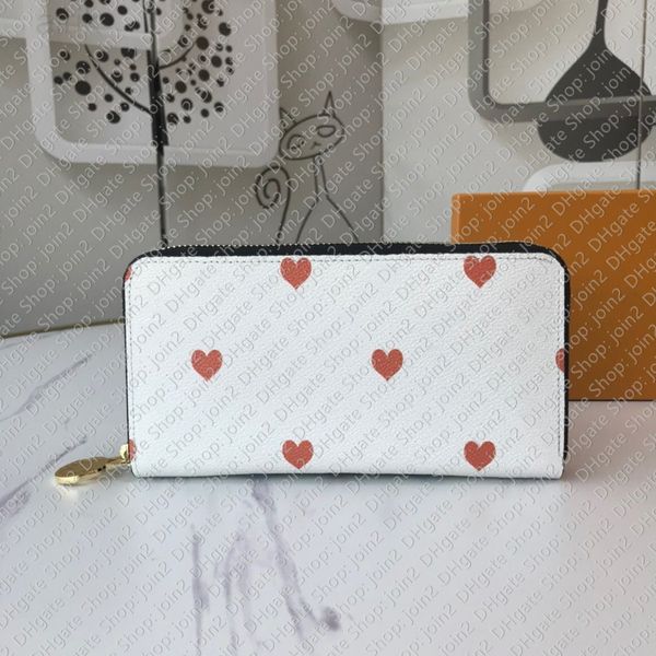 

fashion zipper purse designer women zipper around heart canvas organizer purse coin wallet key pocket m80323 m57491, Red;black