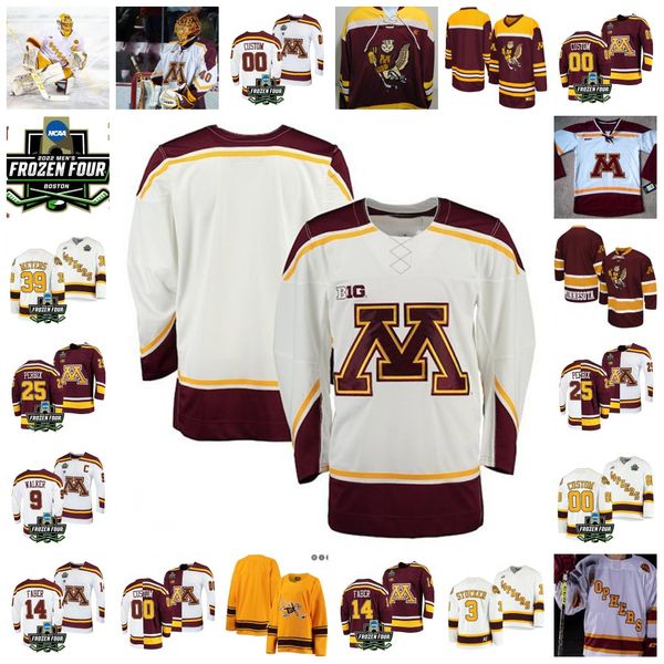 

2022 ncaa frozen four championship minnesota golden gophers hockey jersey custom 32 adam wilcox 26 blake wheeler 5 dan trebil 2 brady skjei, Black