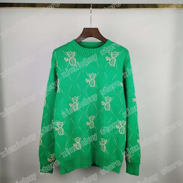 

22ss mens women designer sweaters pineapple jacquard casual fashion men wild green s-2xl, White;black