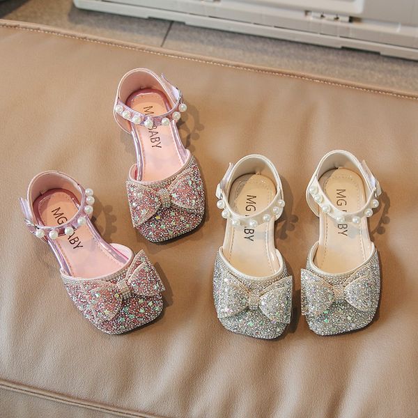 

Summer Infant Girls Sandals Kids Baby Shoes Rhinestone Sandals Soft Sole Toddler Shoes Princess Dance Shoes 21-35, Silver