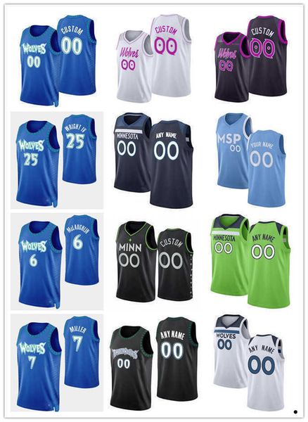 

75th custom jersey minnesota''timberwolves''men women youth 6 mclaughlin kevin 21 garnett leandro 9 bolmaro mckinley 25, Black;red