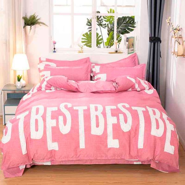 Kuup Set di biancheria da letto morbido Queen Size Copripiumino Copripiumino Rosa Lenzuola King Lenzuola Euro 2 Person Love