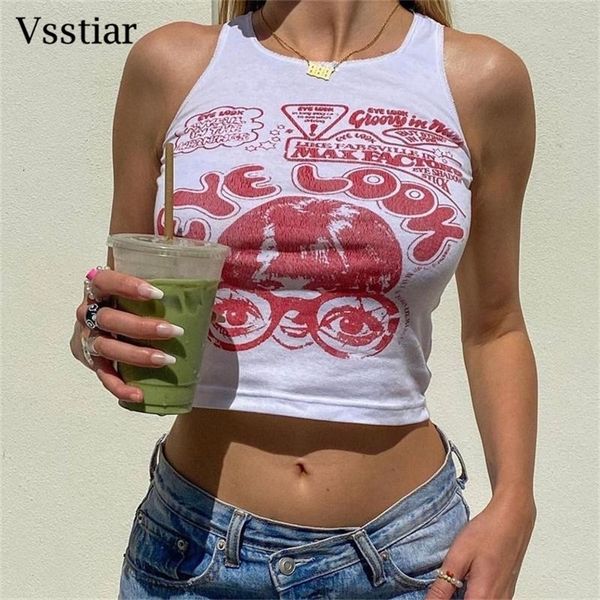 

vsstiar summer y2k crop fashion printed portrait harajuku streetwear women clothes o neck tube tie dye tanks 220316, White