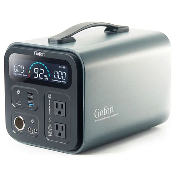 

gofort ua1100 1100wh portable power station 2x pure sine wave ac110v outlets 1200w inverter solar generator for rv van