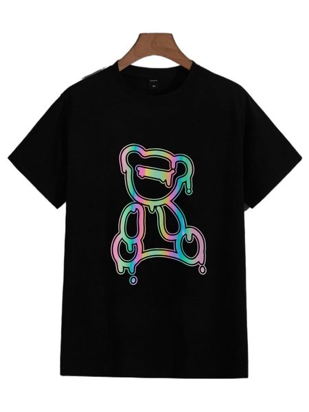 

plus reflective bear print tee j1ex#, Black