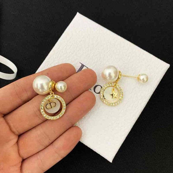 

fine new white shell pearl earrings female red letter star earrings, Golden