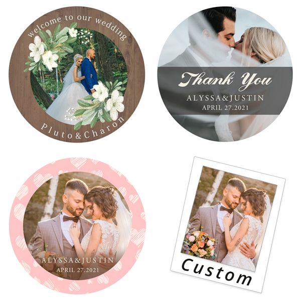 Adesivo per matrimonio Po con stampa personalizzata da 4,5 cm Personalizza Etichetta di design Adesivi per feste di compleanno Inviti Etichette sigilli 220613