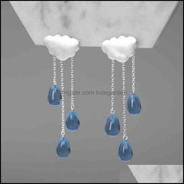 

charm earrings jewelry inature 925 sterling sier cloud design long crystal tassel drop for women fashion gifts delivery 2021 7dpcg, Golden