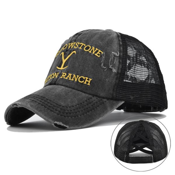 

european and american embroidered old embroidered duck tongue hat sun shading wide brim ponytail baseball cap, Blue;gray
