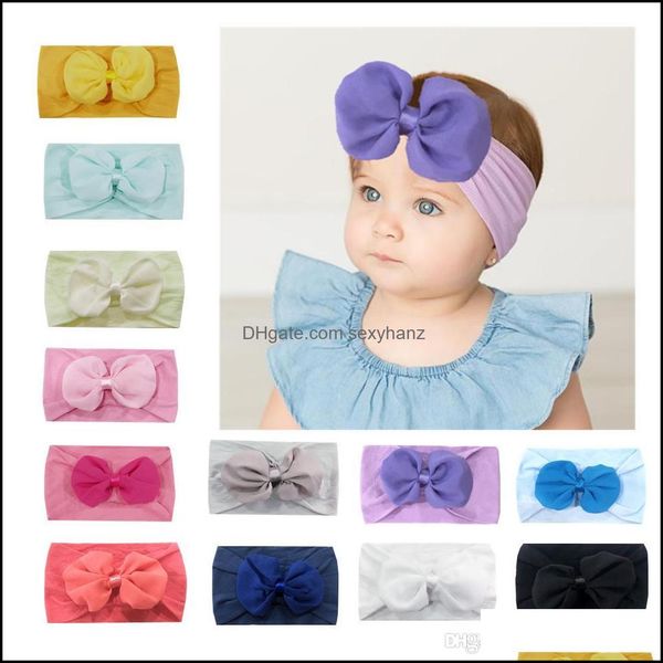 

headbands hair jewelry new fashion infant toddlers soft nylon hairdress creative chiffon bow flower scarf band baby bow-tie headwear cute pr, Silver