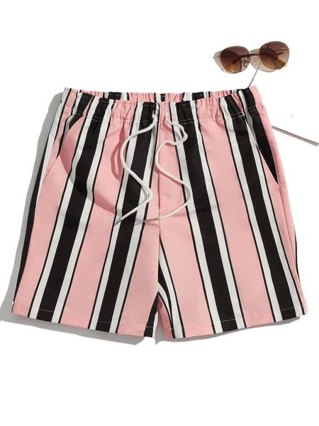 

men striped drawstring waist shorts y8qm#, White;black