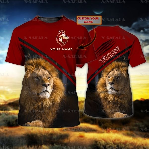 

animal the king lion custom name 3d printed tee t-shirt summer round neck men female casual short sleeve 3 220619, White;black