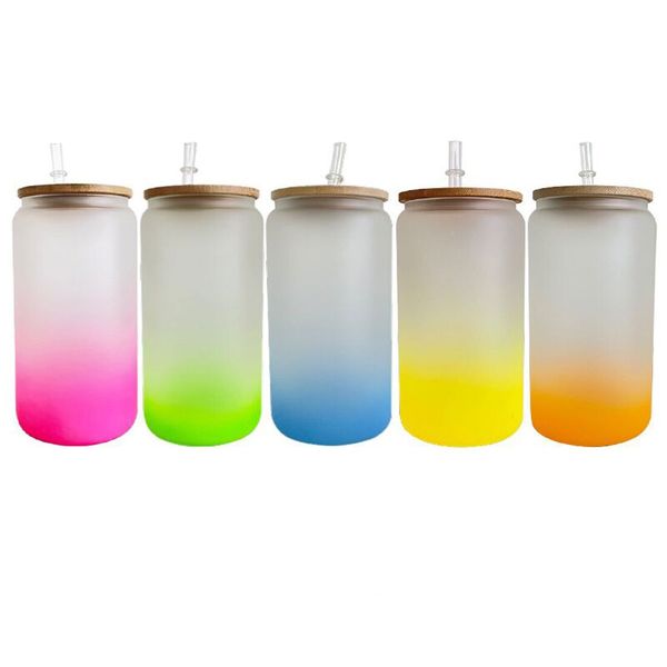 

sublimation glass beer mugs can shaped glass cups beer can glass tumbler drinking glasses beer glasses with bamboo lid us stock c0401