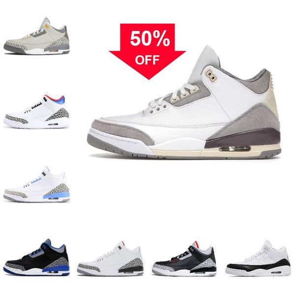 

2022 royal cement 3 3s basketball shoes mens throw line black white racer blue cool medium grey georgetown unc a ma maniere