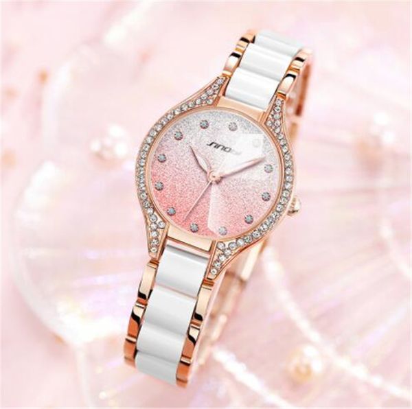 

2022 new fortune women's watch frosted leather strap alloy rhinestone quartz watch color contrast, Slivery;brown