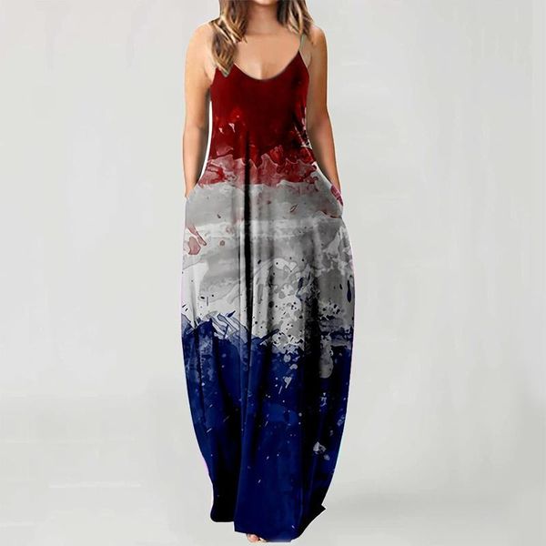 

women summer loose dress plus size sleeveless o neck elegant spaghetti strap maxi for clothing aa, Black;gray